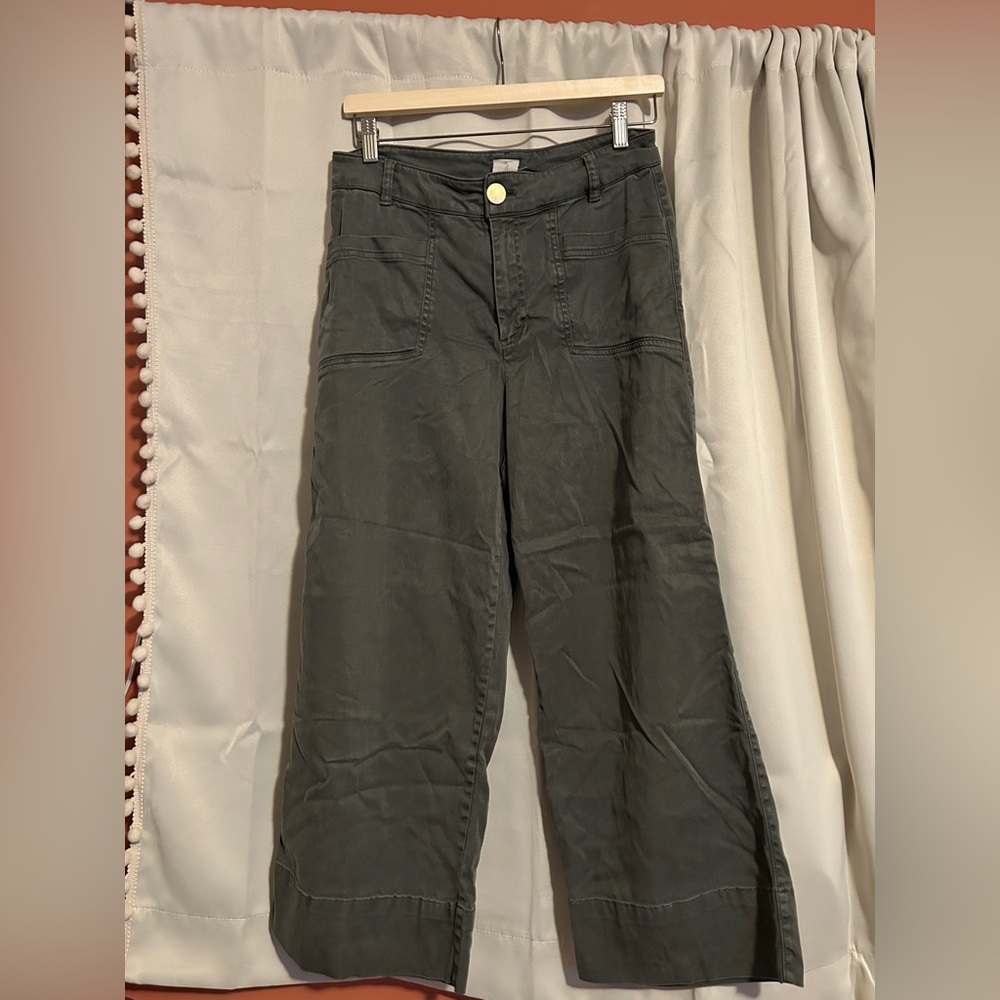 Joie Dark Olive Wide-Leg Cargo Trousers